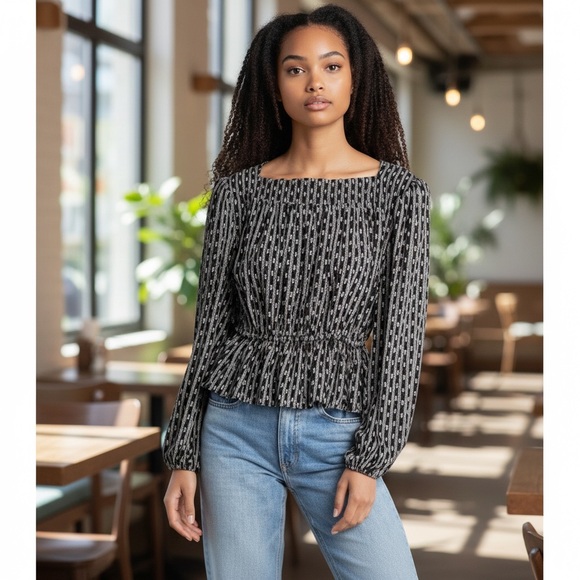 Treasure & Bond Black and White Striped Blouse - Picture 2 of 6